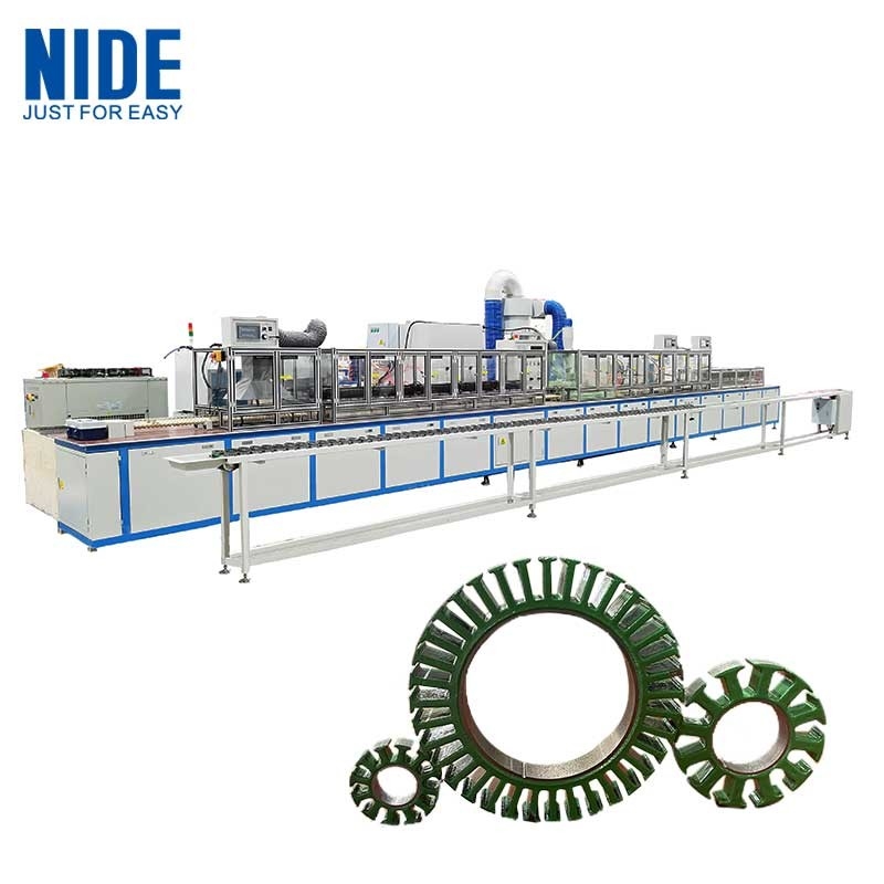 Ligne automatique de revêtement en poudre électrostatique pour l'isolation du noyau du stator du moteur sans balai